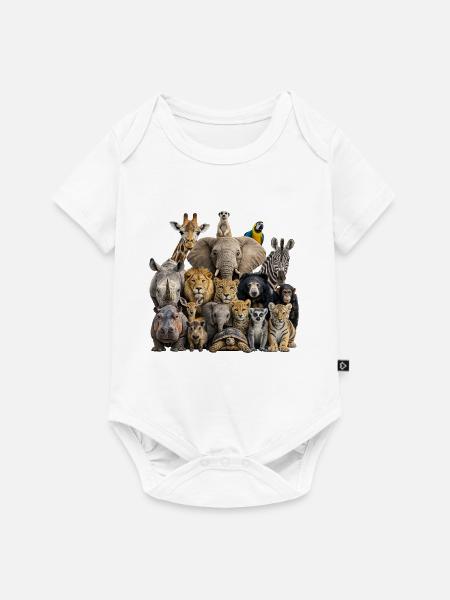 Tierische Versammlung - Baby Premium Kurzarmbody - Weiß