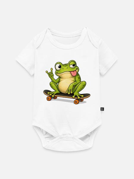 Grüner Frosch Skateboardheld - Baby Premium Kurzarmbody - Weiß