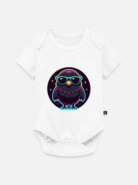 Neonschwarze Eule – auffällige Brille - Baby Premium Kurzarmbody - Weiß