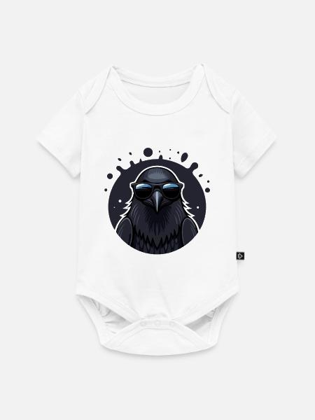 Schwarzer Rabe mit Brille - Baby Premium Kurzarmbody - Weiß