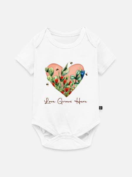 Liebe wächst hier - Baby Premium Kurzarmbody - Weiß