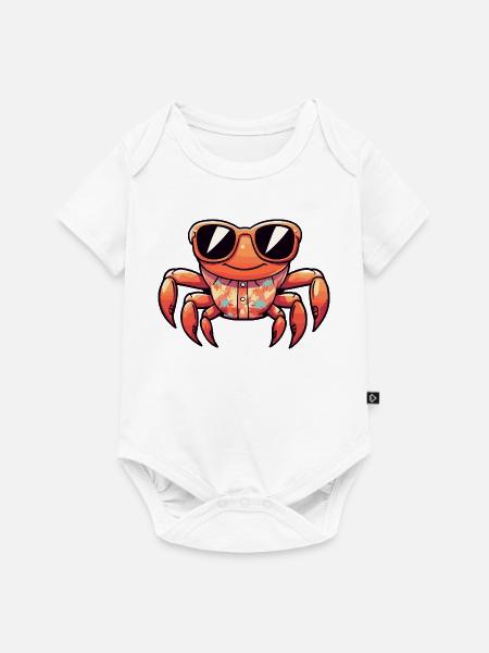 Krebs Krabbe Comic Urlaub - Baby Premium Kurzarmbody - Weiß