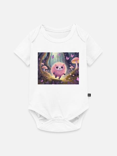 Fluffiges Waldkätzchen im Feenwald - Baby Premium Kurzarmbody - Weiß