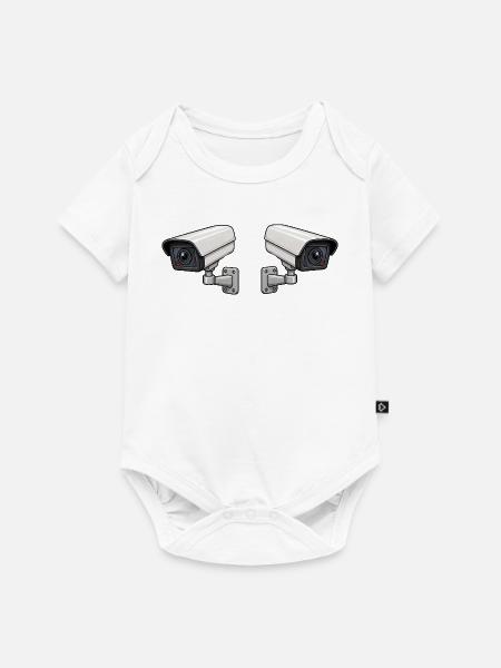 Doppelkamera Überwachungskunst - Baby Premium Kurzarmbody - Weiß
