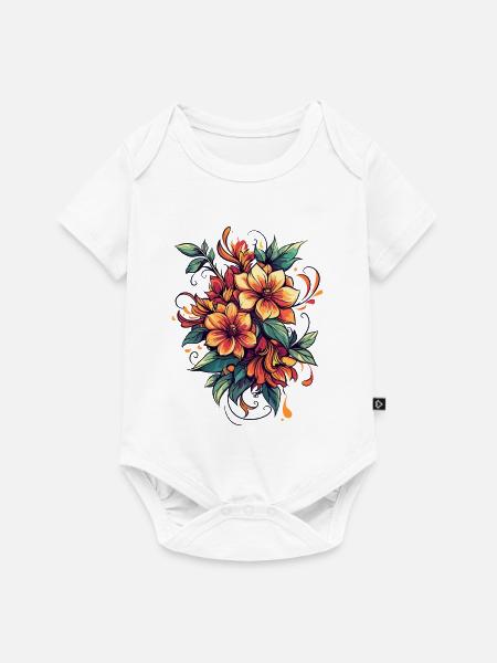 Feuerblüten Bouquet - Baby Premium Kurzarmbody - Weiß