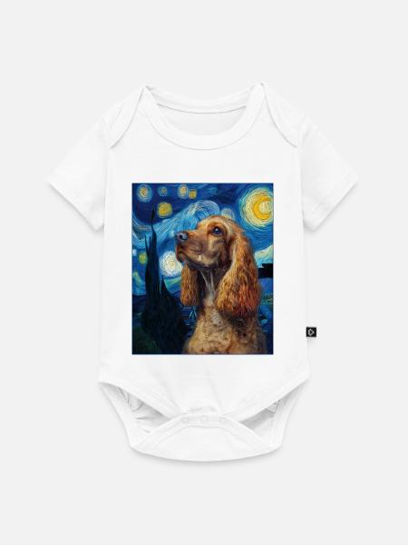 Cocker Spaniel Hund - Baby Premium Kurzarmbody - Weiß