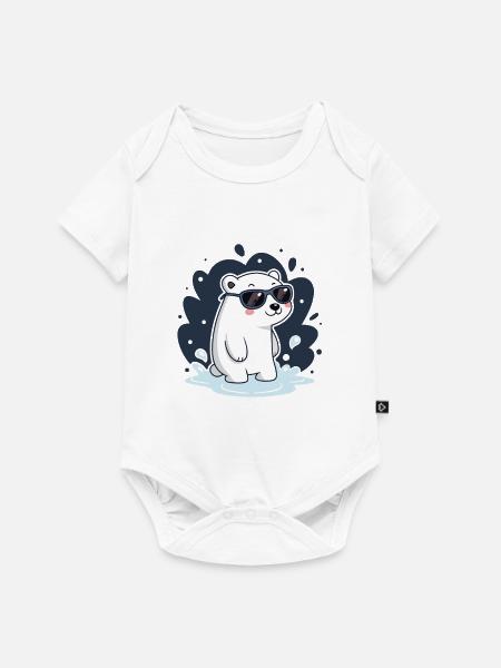 Eisbär-Spritzbrille - Baby Premium Kurzarmbody - Weiß