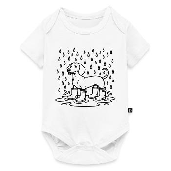 Teckel sous la pluie Bottes Wellington drôles - Body à manches courtes Premium Bébé - blanc - Devant