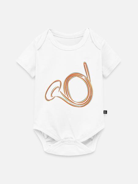 Skizze Waldhorn - Baby Premium Kurzarmbody - Weiß