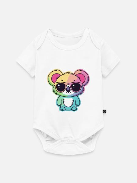 Regenbogen-Neon-Koala mit Brille - Baby Premium Kurzarmbody - Weiß