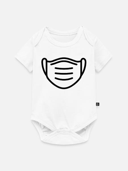 Maske - Baby Premium Kurzarmbody - Weiß