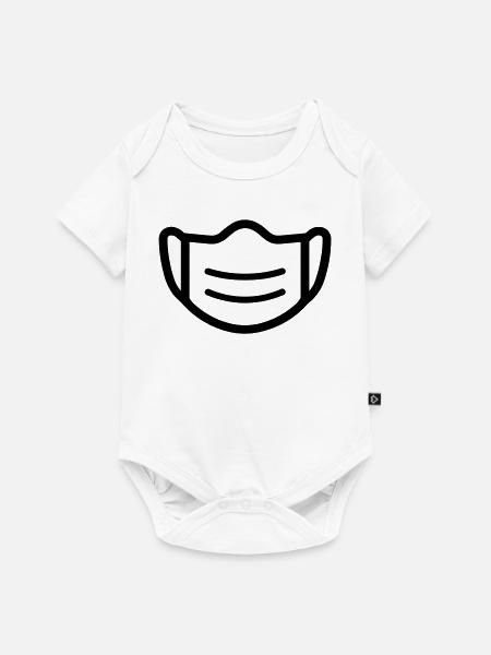 Maske - Baby Premium Kurzarmbody - Weiß