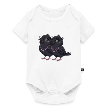 Filles Corbeau avec des colliers en forme de cœur - Body à manches courtes Premium Bébé - blanc - Devant