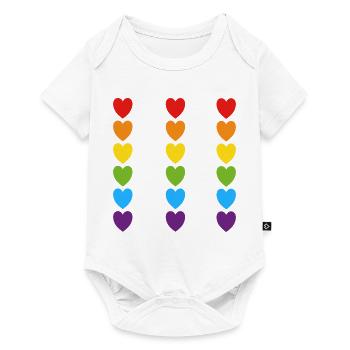 Cœurs arc-en-ciel de la fierté - Body à manches courtes Premium Bébé - blanc - Devant