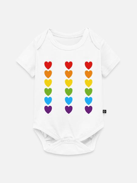 Stolz Regenbogenherzen - Baby Premium Kurzarmbody - Weiß