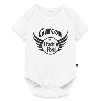 Boy Rock and Roll Skull Wings - Baby Premium short-sleeve bodysuit - white - Front