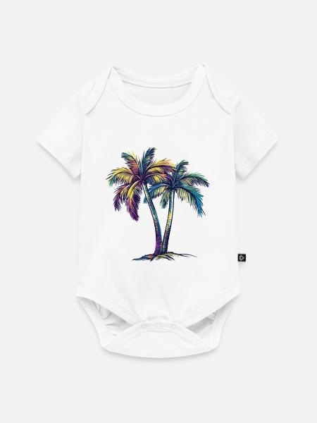 Regenbogenpalmen Tropentraum - Baby Premium Kurzarmbody - Weiß