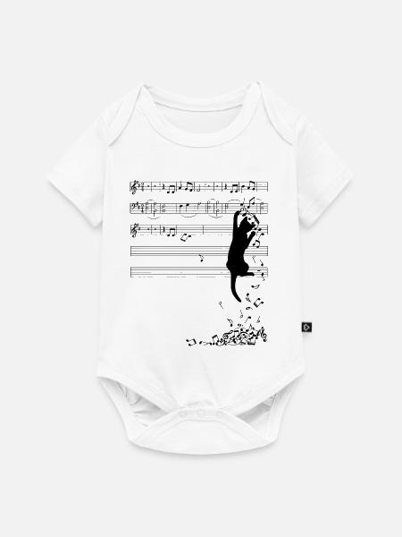 Musikalische Katzenkunst - Baby Premium Kurzarmbody - Weiß