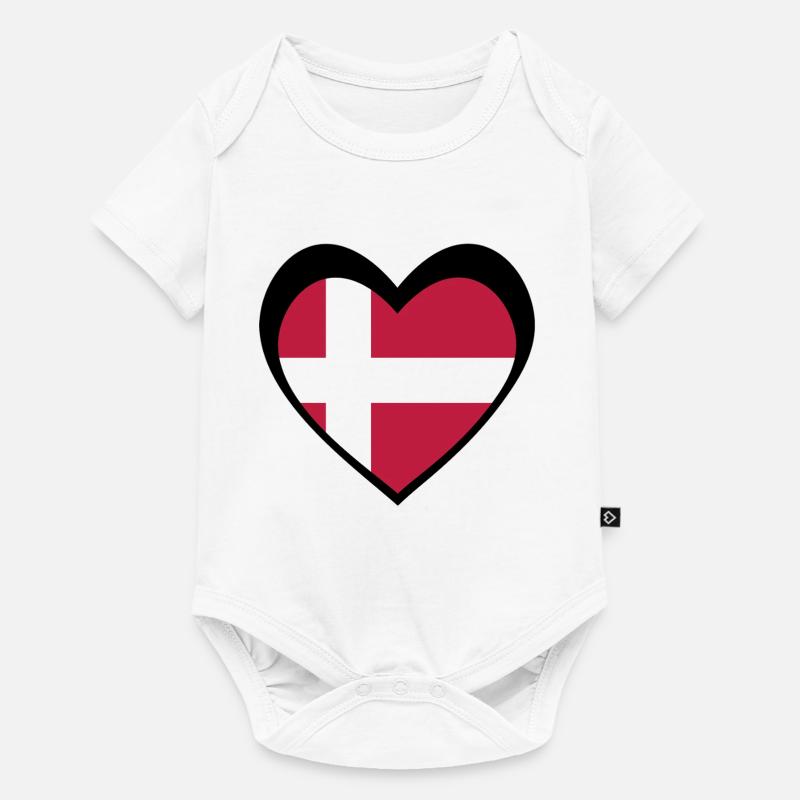 Danmark Sort Hjerte – Kærlighed til Danmark - Body à manches courtes Premium Bébé - blanc