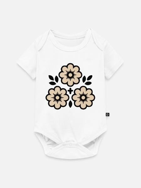 Folklore Blumen Blüten Tracht - Baby Premium Kurzarmbody - Weiß