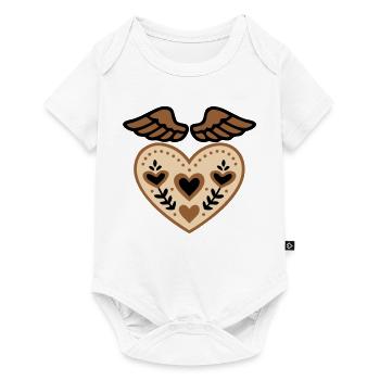 Tatouage d'ange gardien avec ailes en forme de cœur - Body à manches courtes Premium Bébé - blanc - Devant