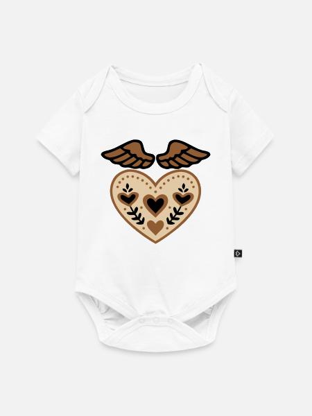 Herz Flügel Schutzengel Tattoo - Baby Premium Kurzarmbody - Weiß