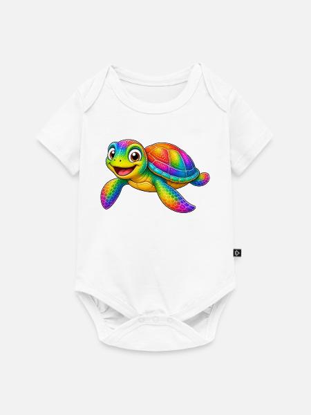 Bunte Schildkröte Cartoon lustiges Tier - Baby Premium Kurzarmbody - Weiß