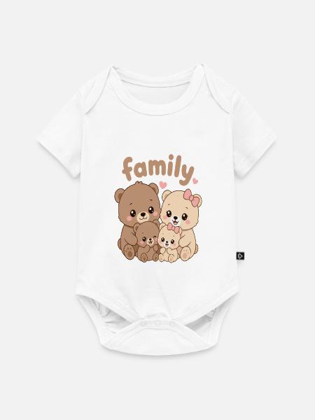 Familienbären Kuschelcrew - Baby Premium Kurzarmbody - Weiß