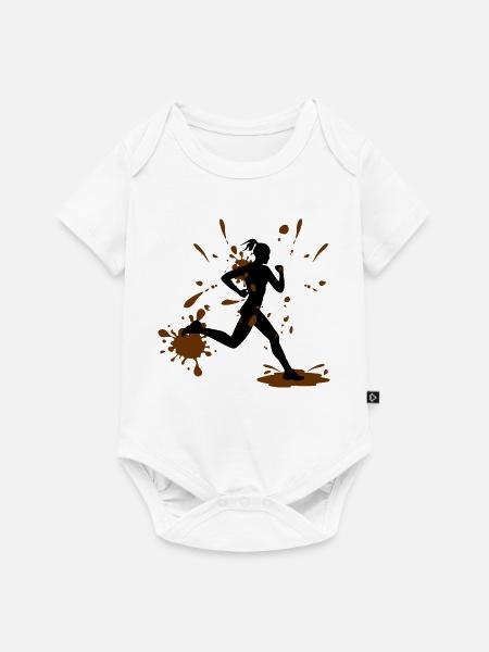 Mud Run Woman – Modder Runner Challenge - Baby Premium Kurzarmbody - Weiß