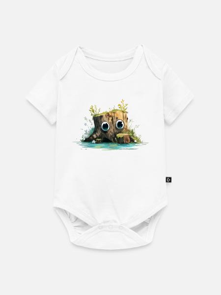 Waldstumpf mit neugierigen Augen - Baby Premium Kurzarmbody - Weiß