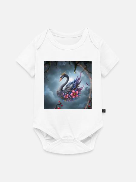 Himmlischer Blumenschwan - Baby Premium Kurzarmbody - Weiß