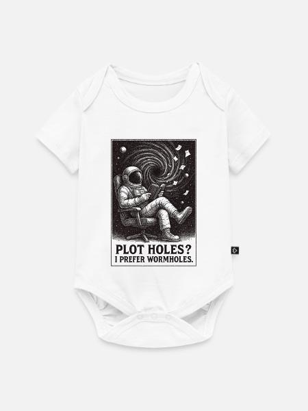 Plotlöcher? Lieber Wurmlöcher | Sci-Fi - Baby Premium Kurzarmbody - Weiß