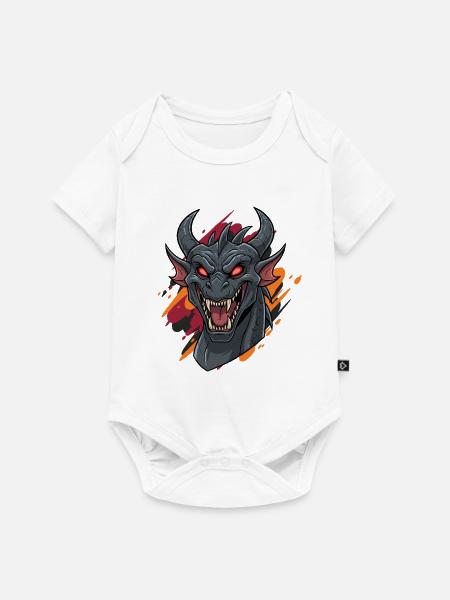 Drachenkopf mit Feuerakzenten - Baby Premium Kurzarmbody - Weiß