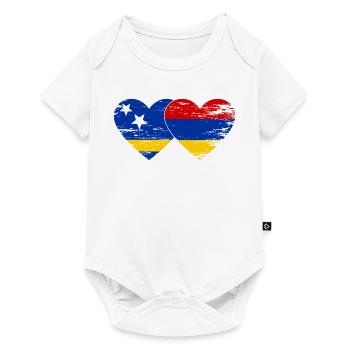 Curacao Armenia flag heart used - Baby Premium short-sleeve bodysuit - white - Front