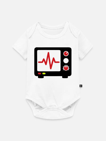 EKG Monitor Herzschlag Medizin - Baby Premium Kurzarmbody - Weiß