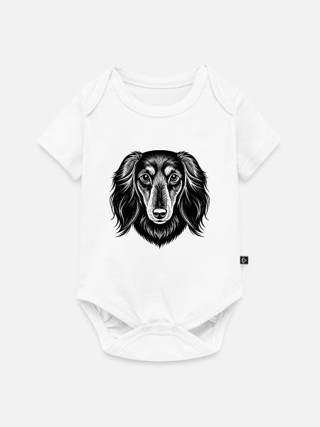 Dackel mit langem Haar - Baby Premium Kurzarmbody - Weiß