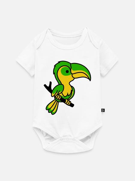 Neon-Tukan in Grün-Gelb - Baby Premium Kurzarmbody - Weiß