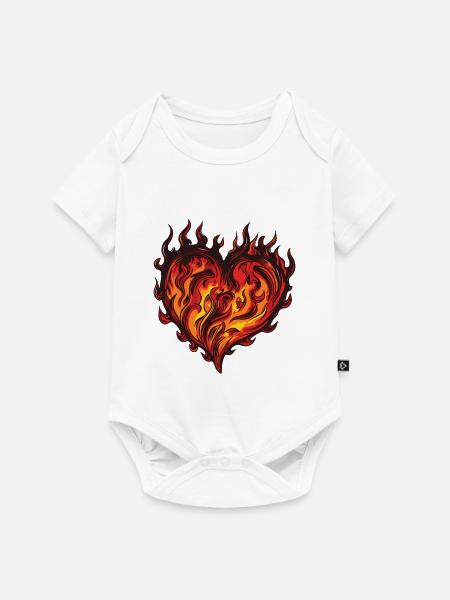 Herz Flamme - Baby Premium Kurzarmbody - Weiß
