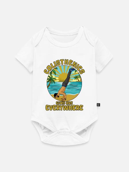 Calisthenics Strandhandstand - Baby Premium Kurzarmbody - Weiß