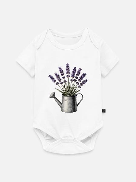 Lavendel in einer Gießkanne - Baby Premium Kurzarmbody - Weiß
