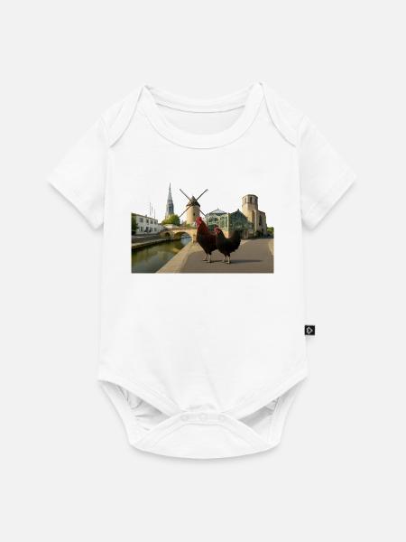 Marans, Stadthähne an der Mühle - Baby Premium Kurzarmbody - Weiß