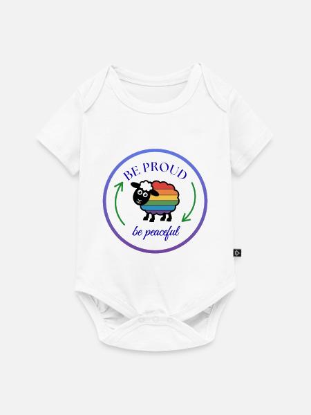 Pride Regenbogen-Schaf: Stolz und Friedlich - Baby Premium Kurzarmbody - Weiß