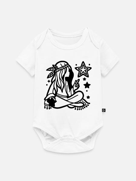 Traumfänger-Finsternis – Mystisch-minimalistisches Schwarz - Baby Premium Kurzarmbody - Weiß