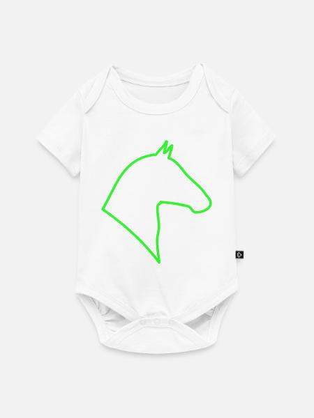Pferd Umriss in Grün - Baby Premium Kurzarmbody - Weiß