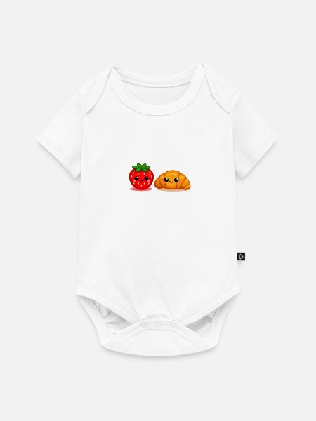 Erdbeer-Croissant-Freunde - Baby Premium Kurzarmbody - Weiß