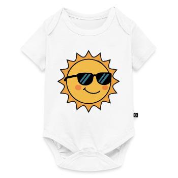 Laughing sun sweet smile with sunglasses - Baby Premium short-sleeve bodysuit - white - Front
