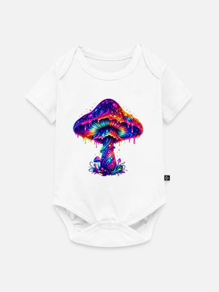 Psychedelischer Regenbogenpilz - Baby Premium Kurzarmbody - Weiß