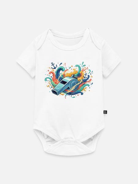 Maritime Pfeife im Farbschwall - Baby Premium Kurzarmbody - Weiß