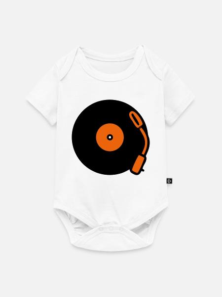 Schallplatte Plattenspieler Vinyl - Baby Premium Kurzarmbody - Weiß