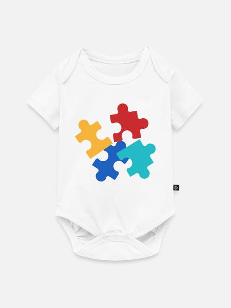 Bunte Puzzleteile Collage - Baby Premium Kurzarmbody - Weiß